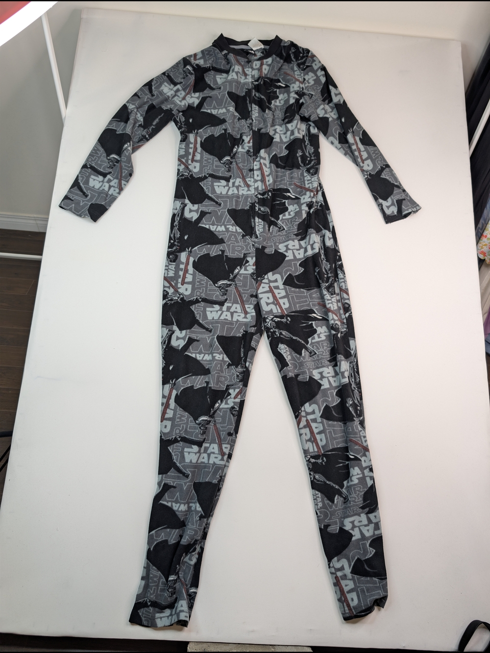 Star Wars Black & Gray Men’s One-Piece Footie Pajama